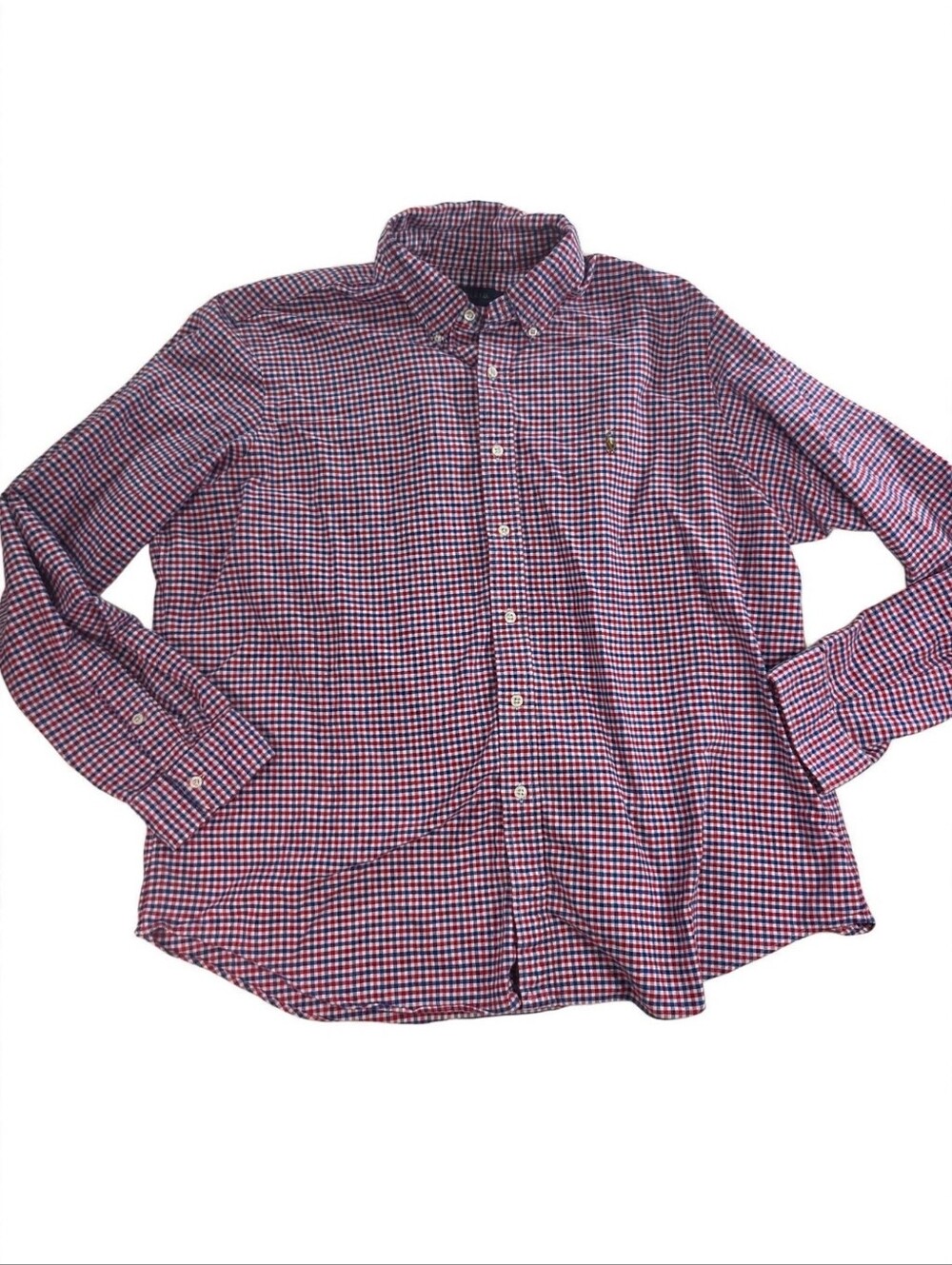 Ralph Lauren Shirt Mens XXL Red Blue White Gingham Check Pony 100% Cotton